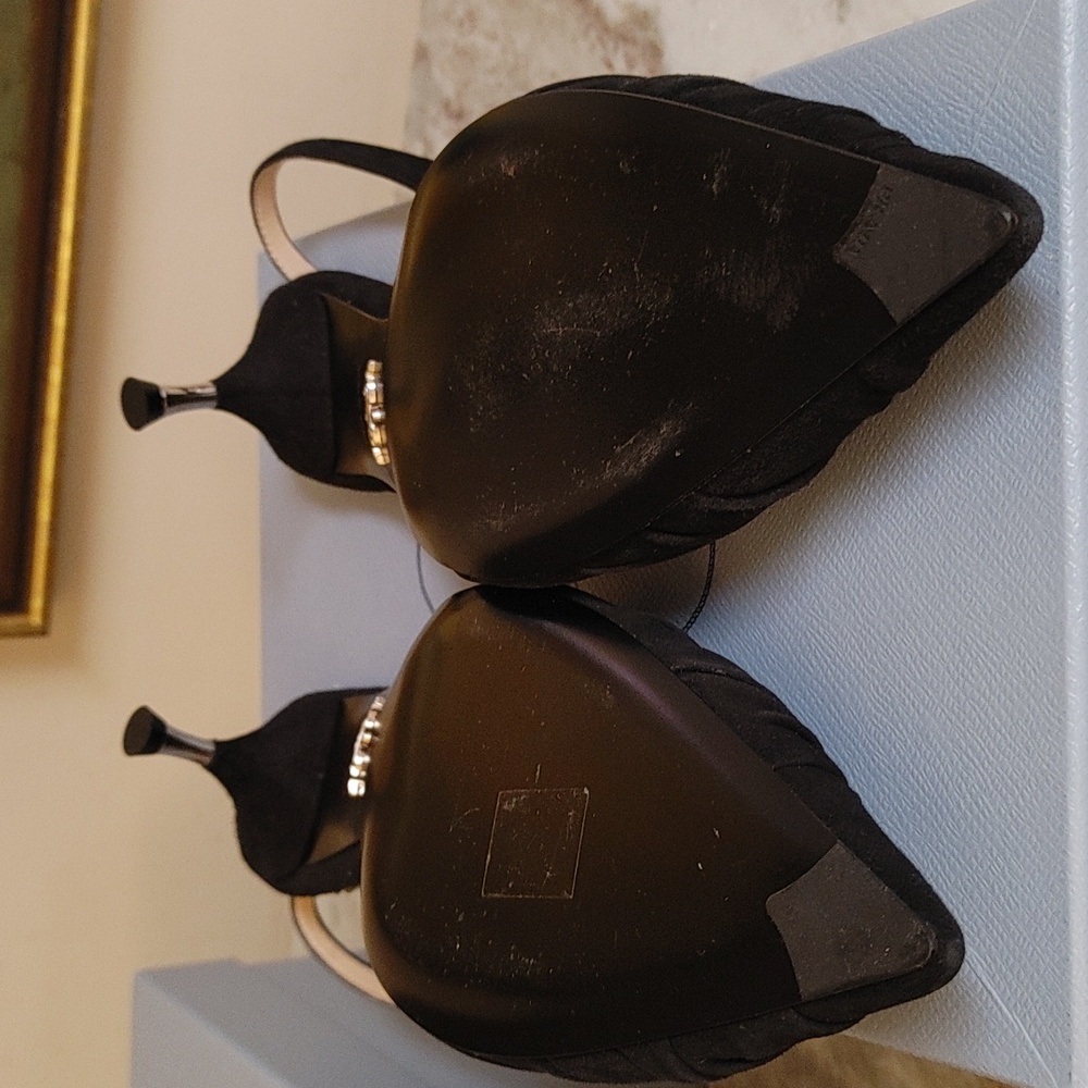 Prada Camoscio Black Suede Sling Back Size 40 - Picture 6 of 12